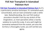 FUE Hair Transplant in Islamabad Pakistan Hurt