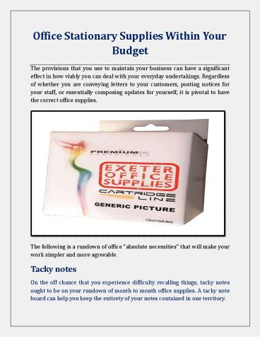 Office Stationary Supplies Within Your Budget