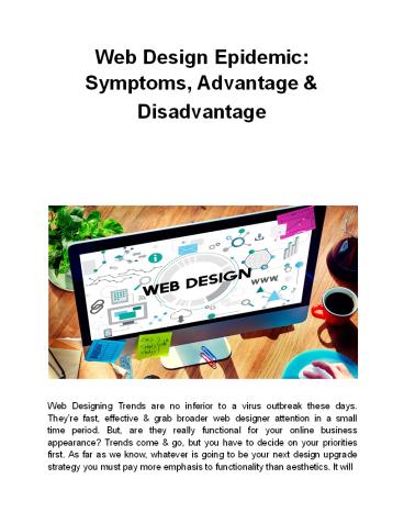 Web Design Epidemic: Symptoms, Advantage & Disadvantage