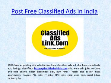 Post free classified ads in India