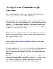 The Significance of 3D Walkthrough Animation