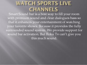 Watch Sports Live Channels
