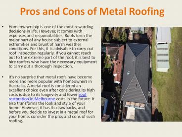 Pros and Cons of Metal Roofing