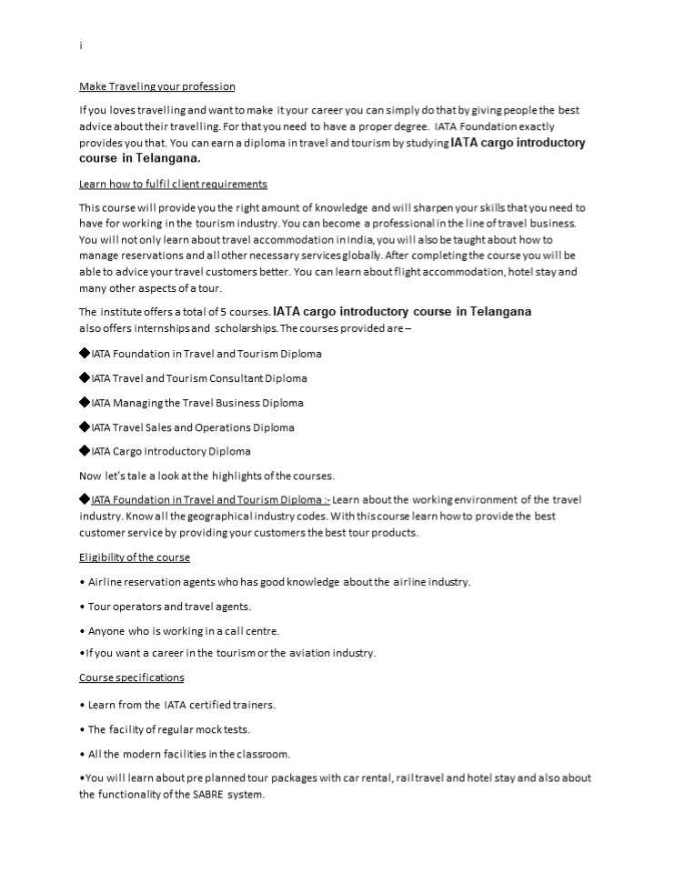 IATA cargo introductory course in Telangana