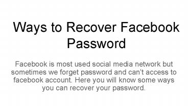 Ways to recover facebook password
