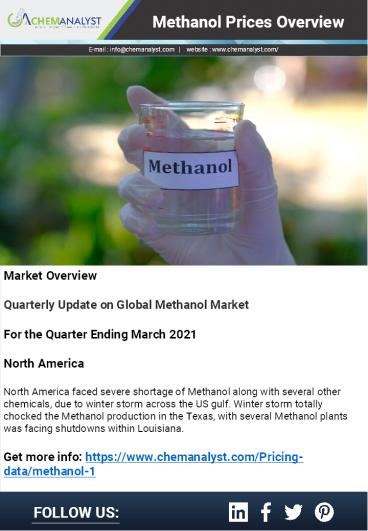Methanol Prices, News, Market Analysis
