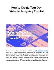 How to Create Your Own Website Designing Trends?
