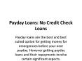 Payday Loans: No Credit Check Loans PowerPoint PPT Presentation