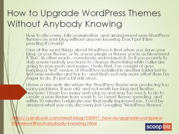 How to Upgrade WordPress Themes Without Anybody Knowing