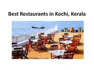 Best Restaurants in Kochi, Kerala