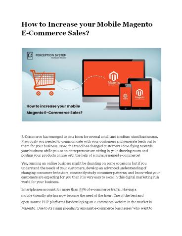 How to Increase your Mobile Magento E-Commerce Sales?