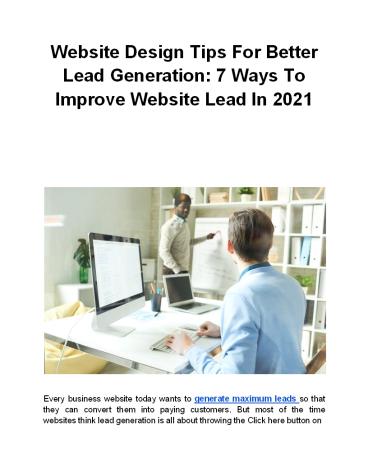 Website Design Tips For Better Lead Generation: 7 Ways To Improve Website Lead In 2021