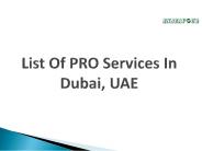 List Of PRO Services In Dubai UAE