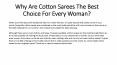 Why Are Cotton Sarees The Best Choice For Every Woman?