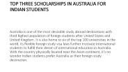 TOP THREE SCHOLARSHIPS IN AUSTRALIA FOR INDIAN STUDENTS