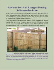 Purchase Best And Strongest Fencing At Reasonable Price