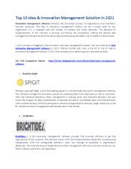 Top 10 Idea & Innovation Management Solution in 2021