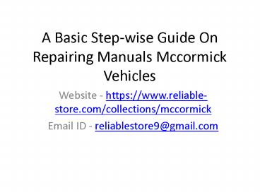 Repairing Manuals Mccormick Vehicles