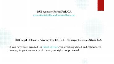 DUI Attorney Forest Park GA