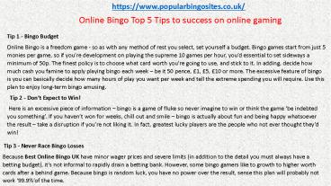 Online Bingo Top 5 Tips to success on online gaming