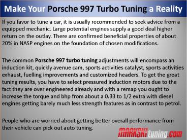 Make Your Porsche 997 Turbo Tuning a Reality