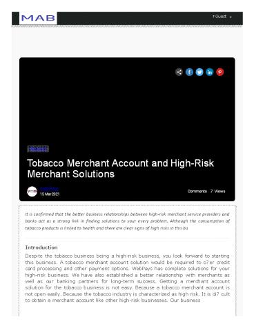Tobacco Merchant Account and High-Risk Merchant Solutions