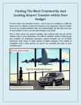 Finding The Most Trustworthy And Leading Airport Transfer within Your Budget PowerPoint PPT Presentation