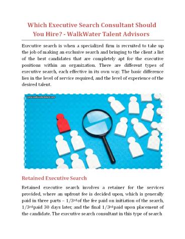 Which Executive Search Consultant Should You Hire - WalkWater Talent Advisors
