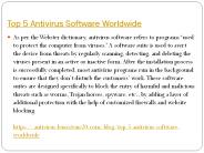 Top 5 Antivirus Software Worldwide