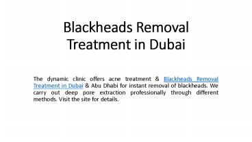 Blackheads Removal Treatment in Dubai