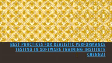Performance Testing in Software Training Institute Chennai