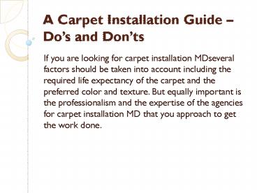 carpet installation MD
