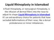 Liquid Rhinoplasty in Islamabad