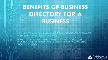 Benefits of Business Directory for a Business | Addbiz4u.com