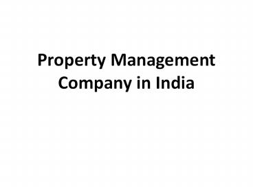 Property Management Company in India