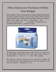 Office Stationary Purchases Within Your Budget
