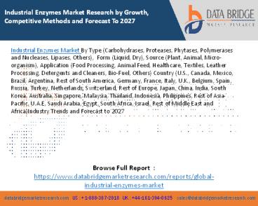 Industrial Enzymes Market Research by Growth, Competitive Methods and Forecast To 2027