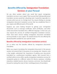 Benefits Offered by Immigration Translation Services at your Perusal