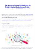 The Secret to Successful Marketing for Artists PowerPoint PPT Presentation