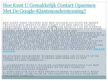 Google Klantenservice Nummer Technische hulp voor jou