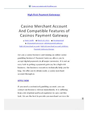 Casinos Payment Gateway