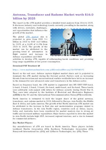 Antenna, Transducer and Radome Market worth $16.0 billion by 2025