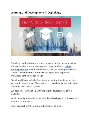 Learning and Development in Digital Age presentation | free to download