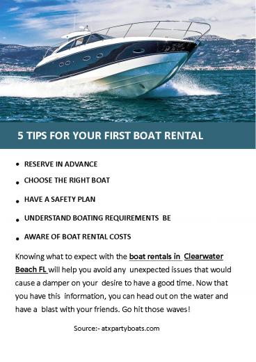 5 TIPS FOR YOUR FIRST BOAT RENTAL