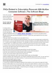 FAQs Related to Subscription Renewals With McAfee Consumer Software