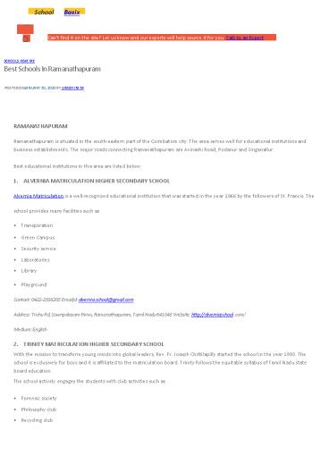 Best Schools In Ramanathapuram