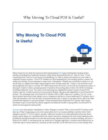 Why Moving To Cloud POS Is Useful?