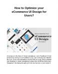How to Optimize your eCommerce UI Design for Users? PowerPoint PPT Presentation
