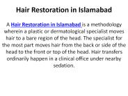 Hair Restoration in Islamabad
