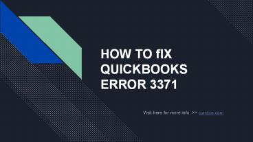 HOW TO FIX QUICKBOOKS ERROR 3371